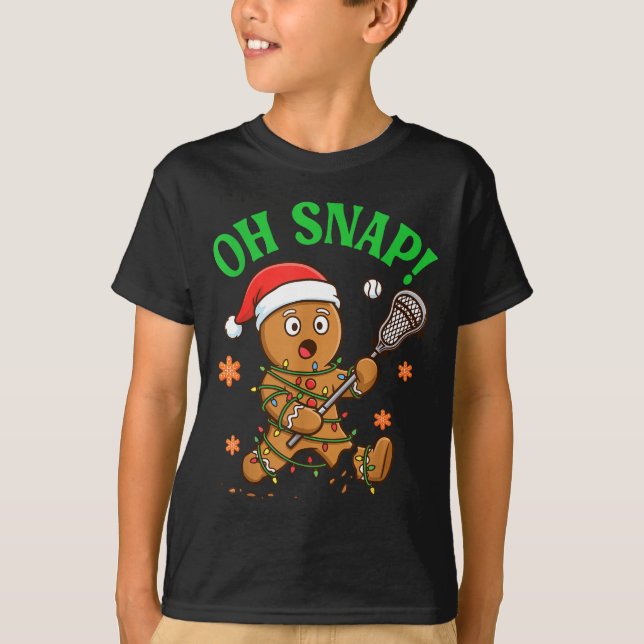 Funny Gingerbread Lacrosse Christmas Cookie Oh Sna T-Shirt (Vorderseite)