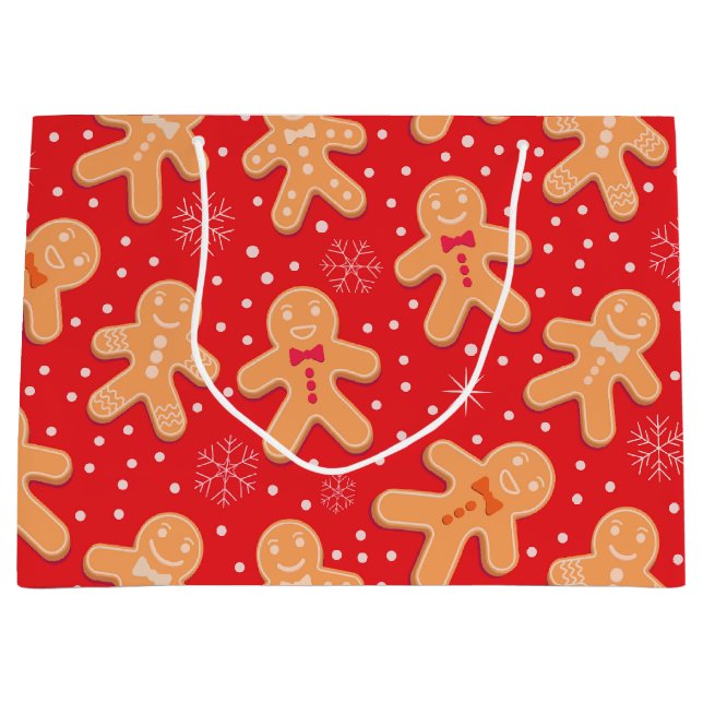 Funny Gingerbread man Cookies Muster Große Geschenktüte (Vorderseite)