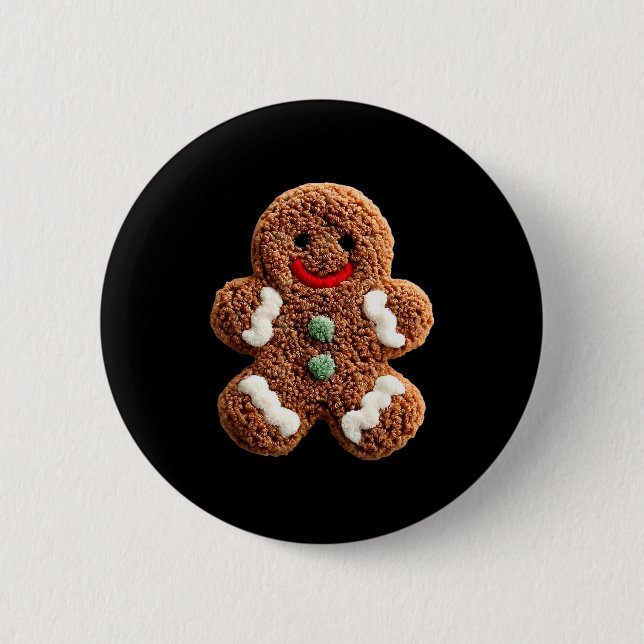 Funny Gingerbread Man Crochet Christmas Xmas Pajam Button (Vorderseite)