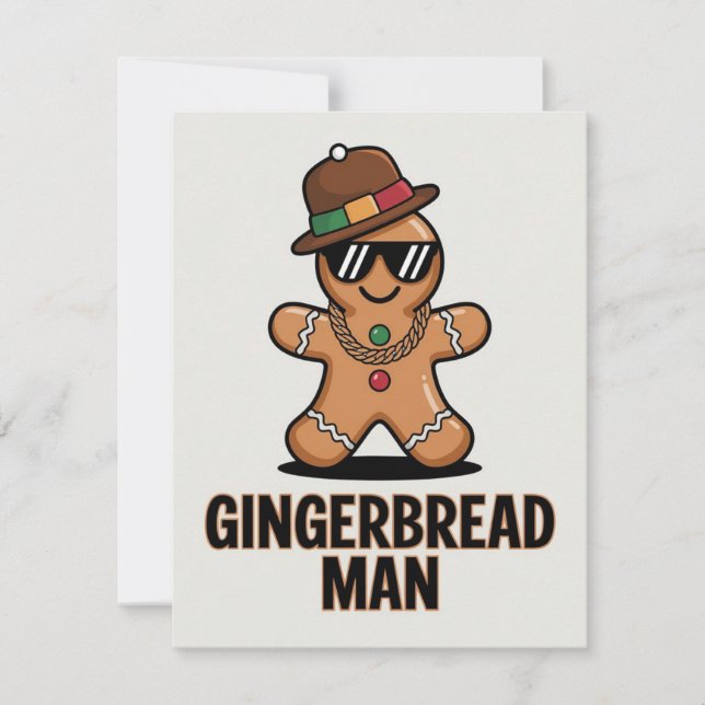 Funny Gingerbread Man Feiertagskarte (Vorderseite)