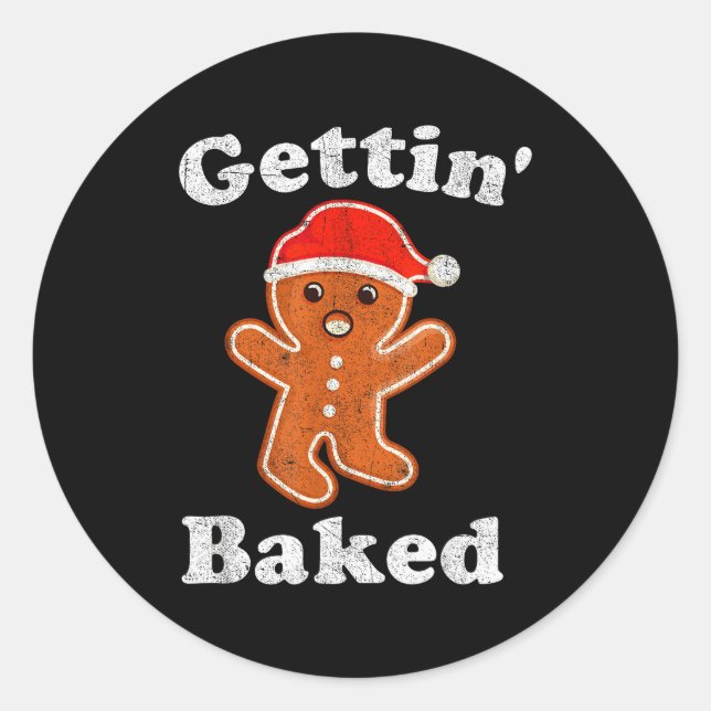 Funny Gingerbread Man Gettin Baked Cookie Baking C Runder Aufkleber (Vorderseite)