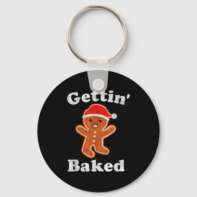 Funny Gingerbread Man Gettin Baked Cookie Baking C Schlüsselanhänger (Vorderseite)