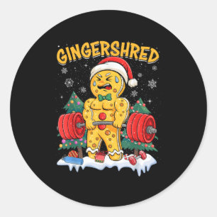 Funny Gingerbread Man Gingershred Gym Bodybuilding Runder Aufkleber