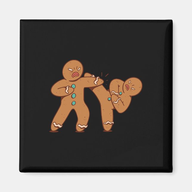Funny Gingerbread Man Karate Cookie Funny Christma Magnet (Vorne)