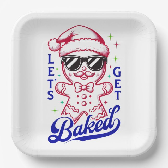 Funny Gingerbread Man - Lasst uns gebacken Pappteller (Vorderseite)