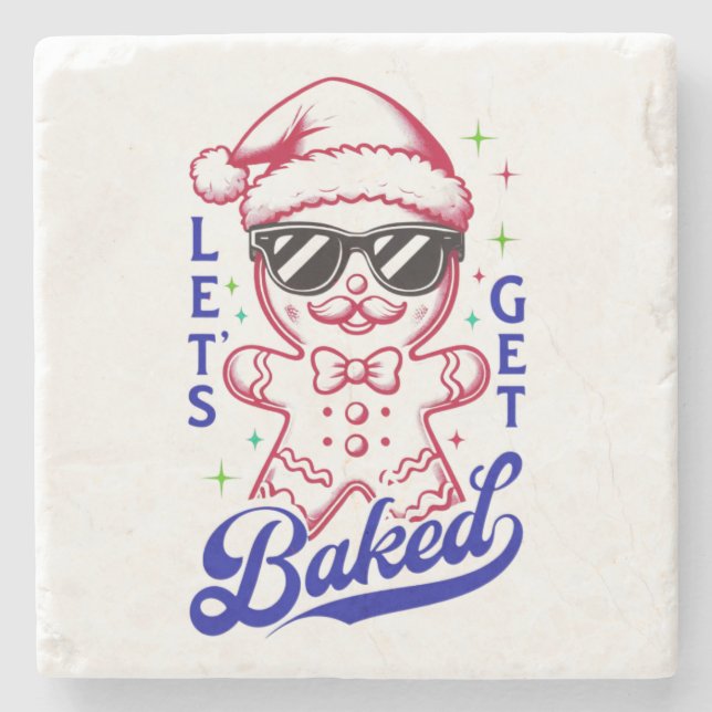 Funny Gingerbread Man - Lasst uns gebacken Steinuntersetzer (Vorderseite)