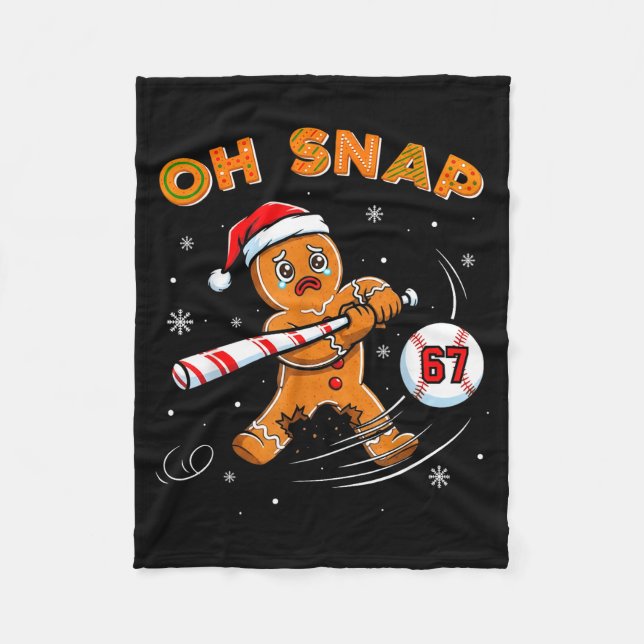 Funny Gingerbread Man Oh Snap 67 Baseball Meme Fun Fleecedecke (Vorderseite)