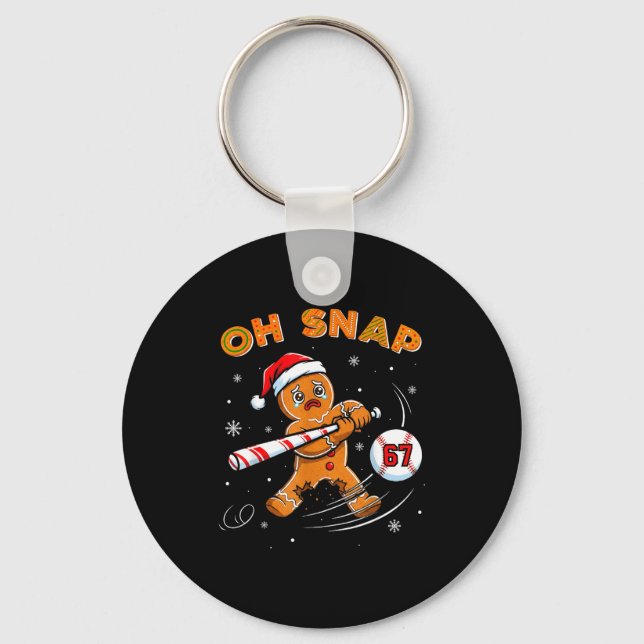 Funny Gingerbread Man Oh Snap 67 Baseball Meme Fun Schlüsselanhänger (Vorderseite)
