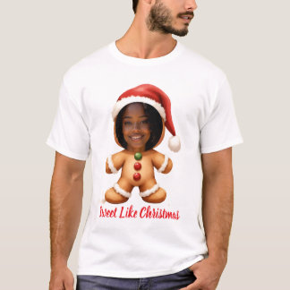 Funny Gingerbread Man Your Photo Christmas T-Shirt