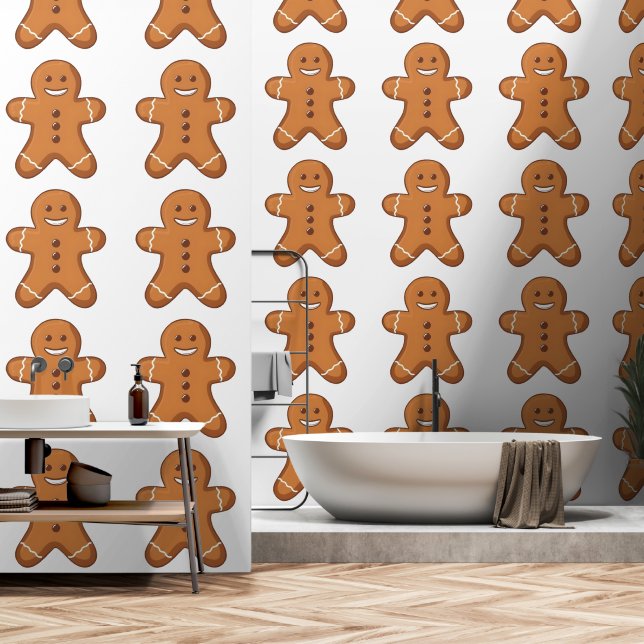 Funny Gingerbread Mann Weihnachtsfest Tapete (Badezimmer)