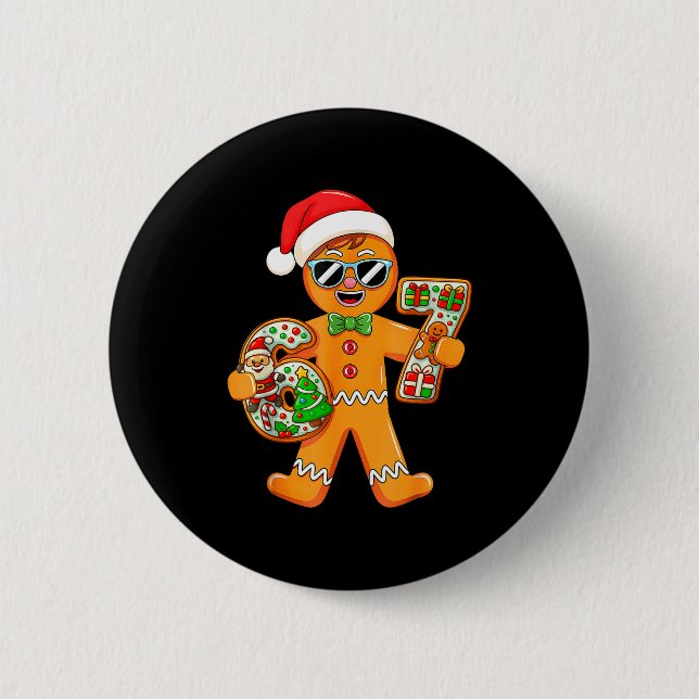 Funny Gingerbread Six Seven 67 Gingerbread Man Xma Button (Vorderseite)