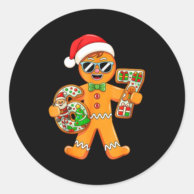 Funny Gingerbread Six Seven 67 Gingerbread Man Xma Runder Aufkleber (Vorderseite)