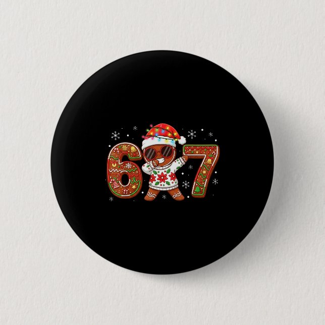 Funny Gingerbread Six Seven 67 Ice Cream Drip Chri Button (Vorderseite)