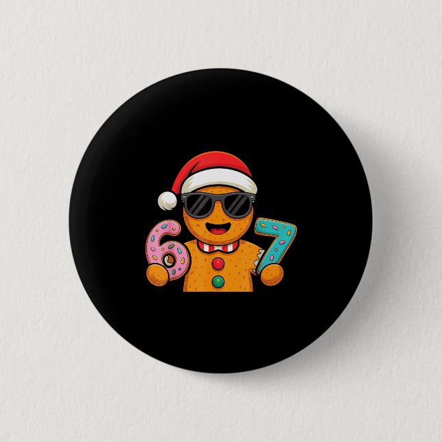 Funny Gingerbread Six Seven 67 Ice Cream Drip Chri Button (Vorderseite)