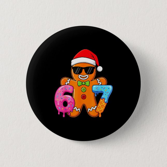 Funny Gingerbread Six Seven 67 Ice Cream Drip Chri Button (Vorderseite)