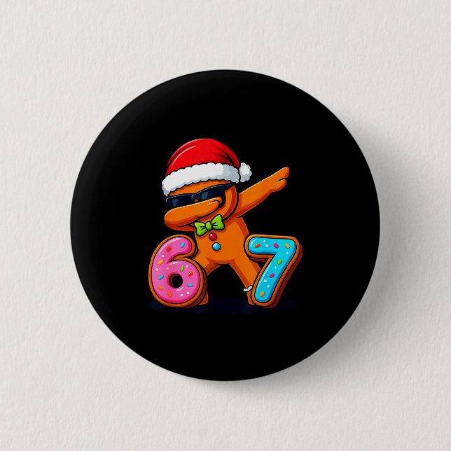 Funny Gingerbread Six Seven 67 Ice Cream Drip Chri Button (Vorderseite)