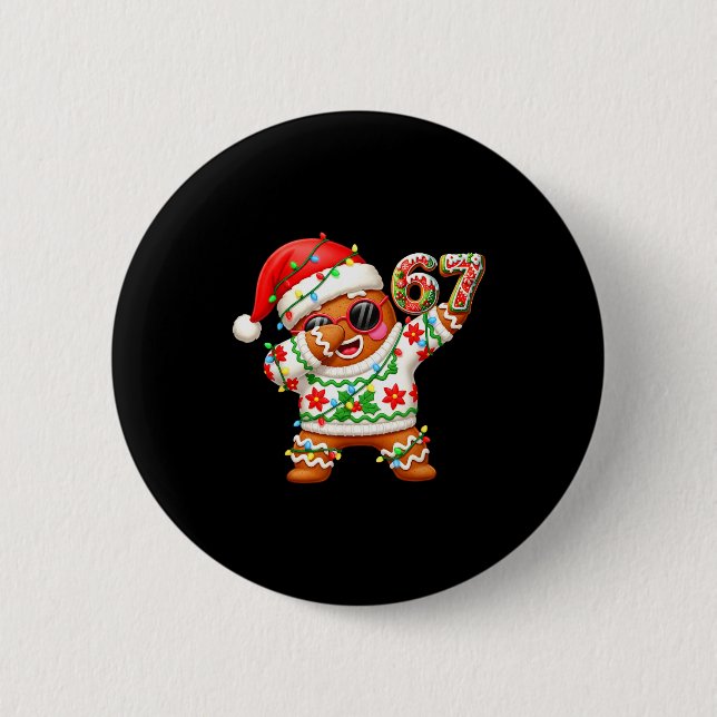 Funny Gingerbread Six Seven 67 Ice Cream Drip Chri Button (Vorderseite)