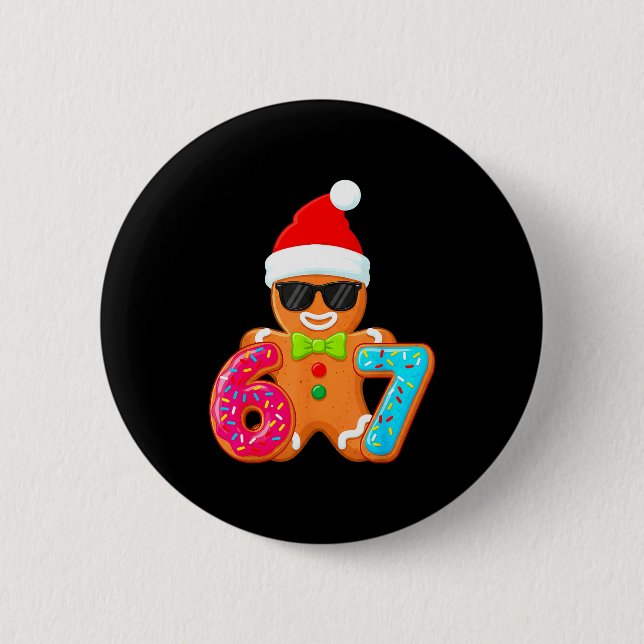 Funny Gingerbread Six Seven 67 Ice Cream Drip Chri Button (Vorderseite)