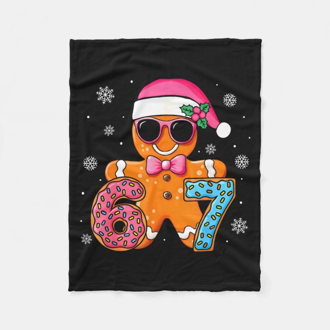 Funny Gingerbread Six Seven 67 Ice Cream Drip Chri Fleecedecke (Vorderseite)