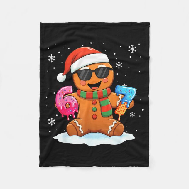 Funny Gingerbread Six Seven 67 Ice Cream Drip Chri Fleecedecke (Vorderseite)