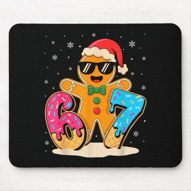 Funny Gingerbread Six Seven 67 Ice Cream Drip Chri Mousepad (Vorne)