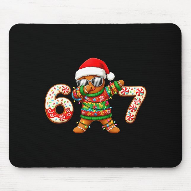 Funny Gingerbread Six Seven 67 Ice Cream Drip Chri Mousepad (Vorne)
