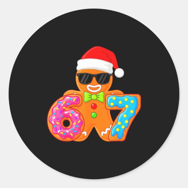 Funny Gingerbread Six Seven 67 Ice Cream Drip Chri Runder Aufkleber (Vorderseite)