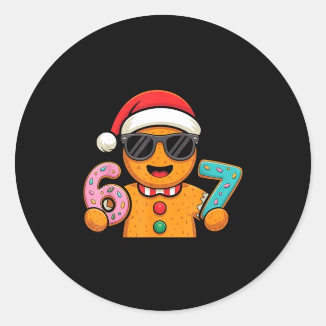 Funny Gingerbread Six Seven 67 Ice Cream Drip Chri Runder Aufkleber (Vorderseite)
