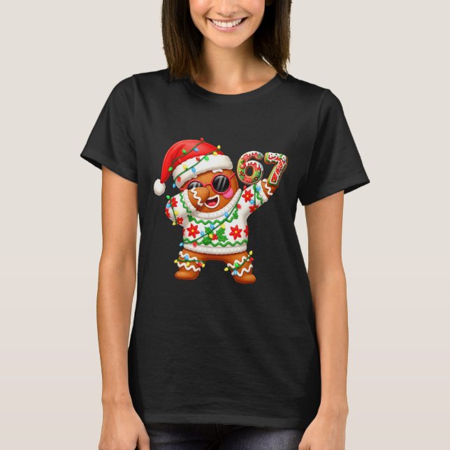 Funny Gingerbread Six Seven 67 Ice Cream Drip Chri T-Shirt (Vorderseite)