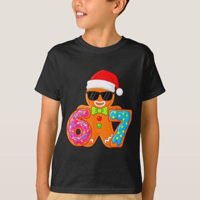 Funny Gingerbread Six Seven 67 Ice Cream Drip Chri T-Shirt (Vorderseite)