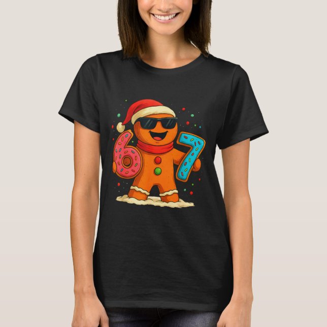 Funny Gingerbread Six Seven 67 Ice Cream Drip Chri T-Shirt (Vorderseite)