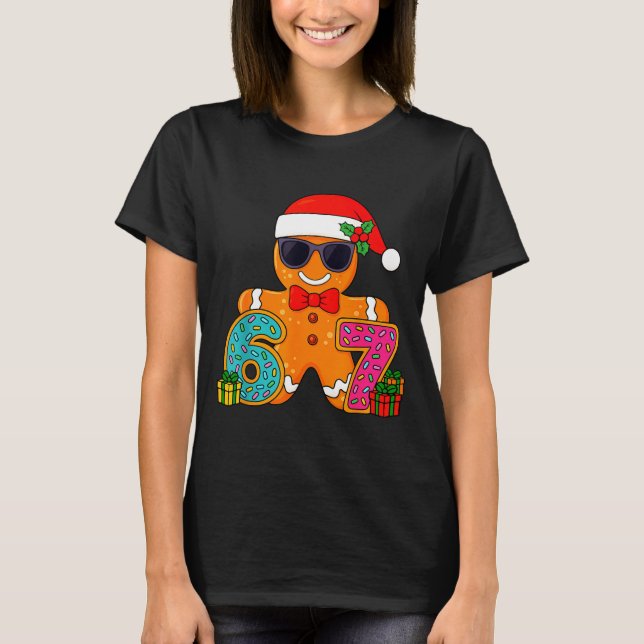 Funny Gingerbread Six Seven 67 Ice Cream Drip Chri T-Shirt (Vorderseite)