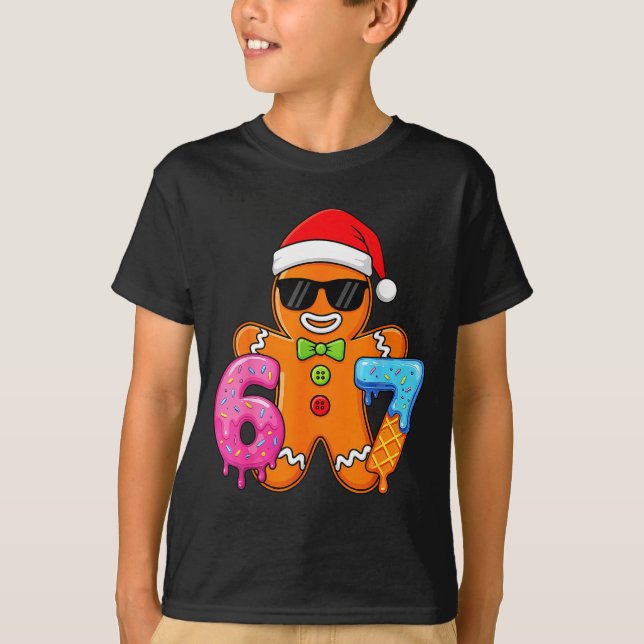 Funny Gingerbread Six Seven 67 Ice Cream Drip Chri T-Shirt (Vorderseite)