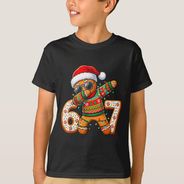 Funny Gingerbread Six Seven 67 Ice Cream Drip Chri T-Shirt (Vorderseite)