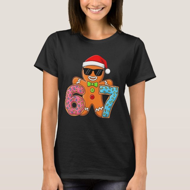 Funny Gingerbread Six Seven 67 Ice Cream Drip Chri T-Shirt (Vorderseite)