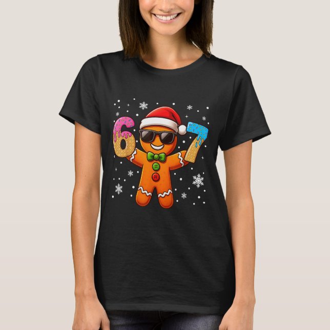 Funny Gingerbread Six Seven 67 Ice Cream Drip Chri T-Shirt (Vorderseite)