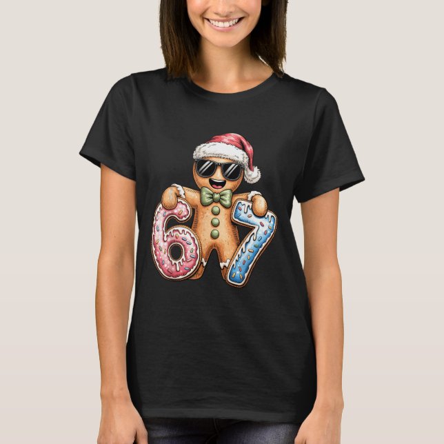 Funny Gingerbread Six Seven 67 Ice Cream Drip Chri T-Shirt (Vorderseite)