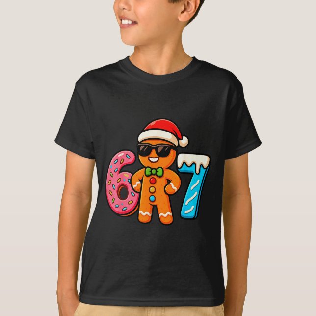 Funny Gingerbread Six Seven 67 Ice Cream Drip Chri T-Shirt (Vorderseite)