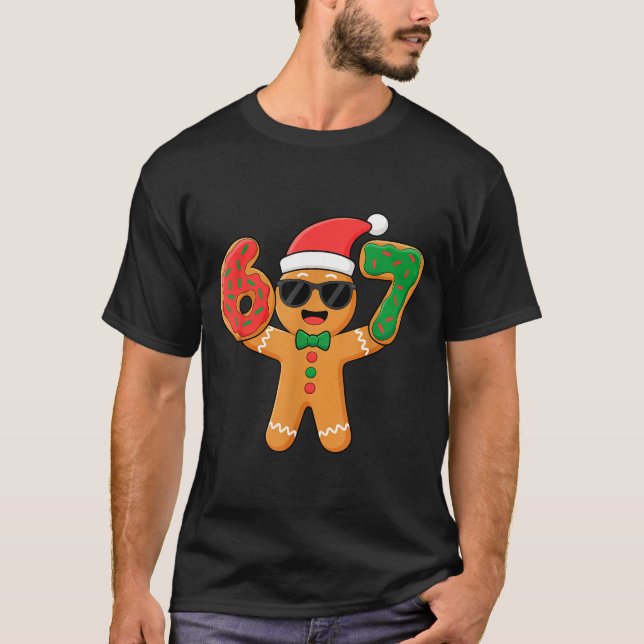 Funny Gingerbread Six Seven 67 Ice Cream Drip Chri T-Shirt (Vorderseite)
