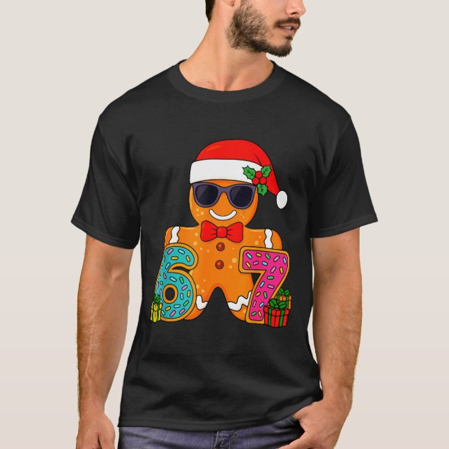 Funny Gingerbread Six Seven 67 Ice Cream Drip Chri T-Shirt (Vorderseite)