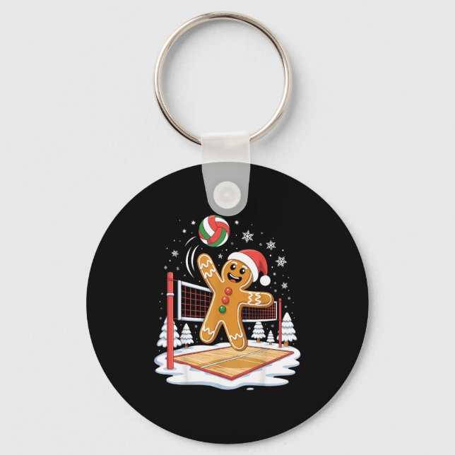 Funny Gingerbread Volleyball Player Christmas  Schlüsselanhänger (Vorderseite)