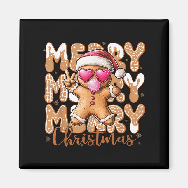 Funny Gingerbrot Cookie Peace Sign Merry Ch Magnet (Vorne)