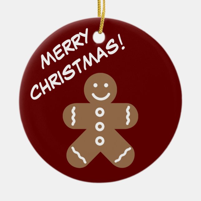 Funny gingerbrot Mann Cartoon Brauch Weihnachten Keramik Ornament (Vorne)