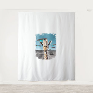 Funny Giraffe Africa Savannah Selfie mit Alien UF Wandteppich
