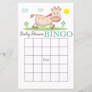 Funny Giraffe baby shower carte de bingo