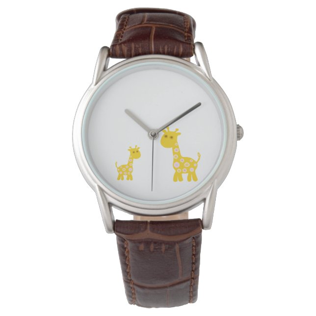 Funny Giraffe Blume Retromuster Armbanduhr (Vorderseite)