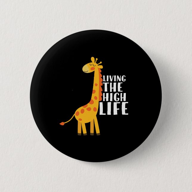 Funny Giraffe Cartoon im Leben Button (Vorderseite)