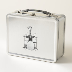 Funny Giraffe Drummer Drumer Drums Drumset Drumsti Metall Brotdose