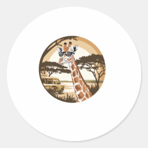 Funny Giraffe Family Sonnenbrille Zoo Afrika Runder Aufkleber