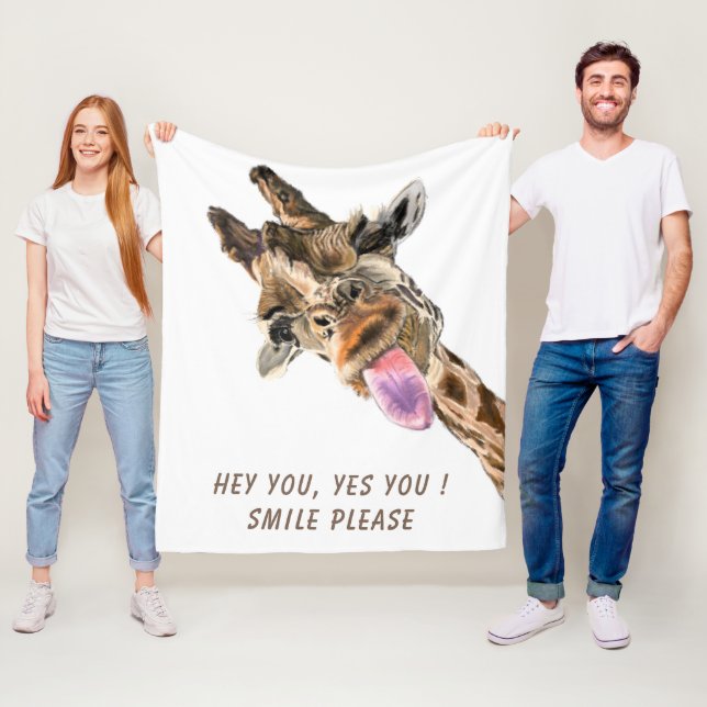 Funny Giraffe Fleece Blanket - Custom Text (Beispiel)